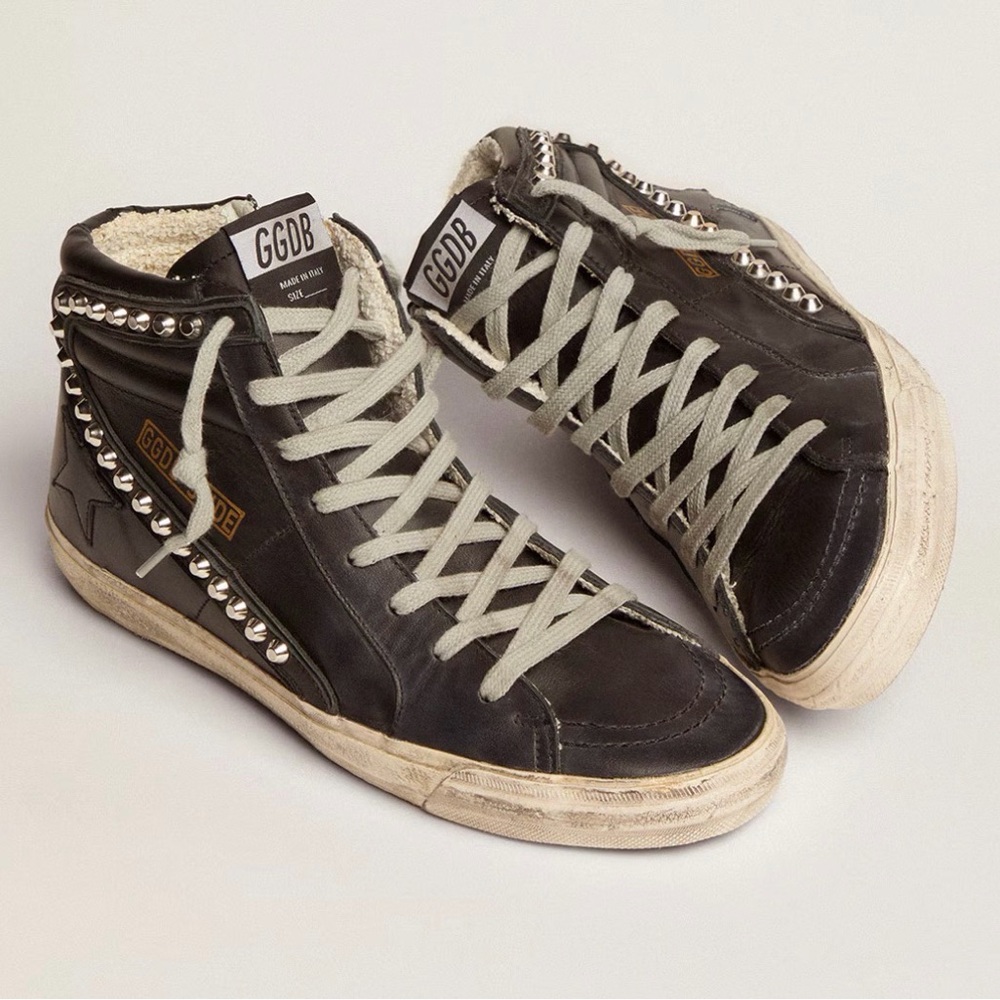 Golden Goose Slide black with studs